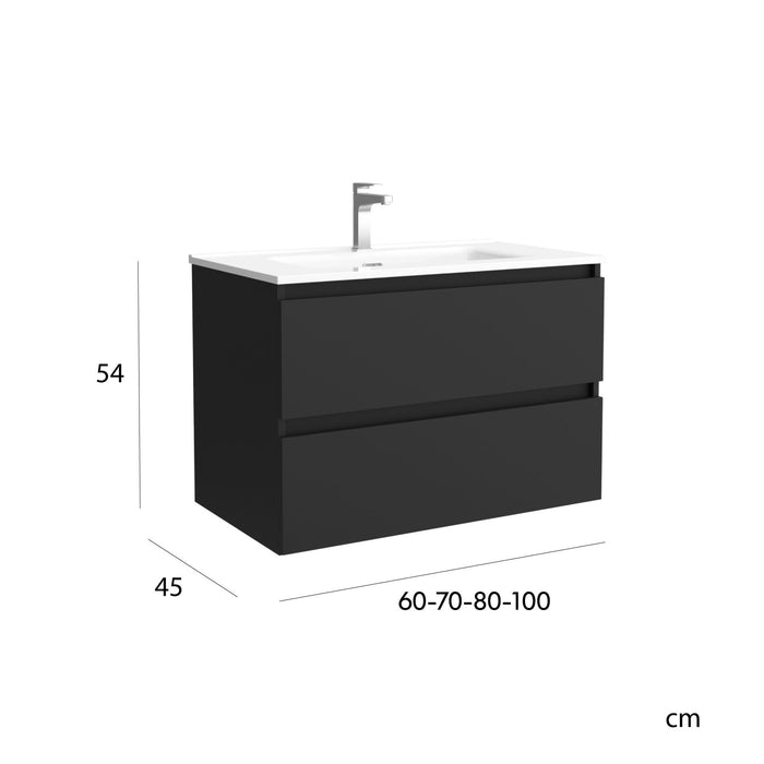 SALGAR BEQUIA Bathroom Cabinet with Sink Matte Black Color