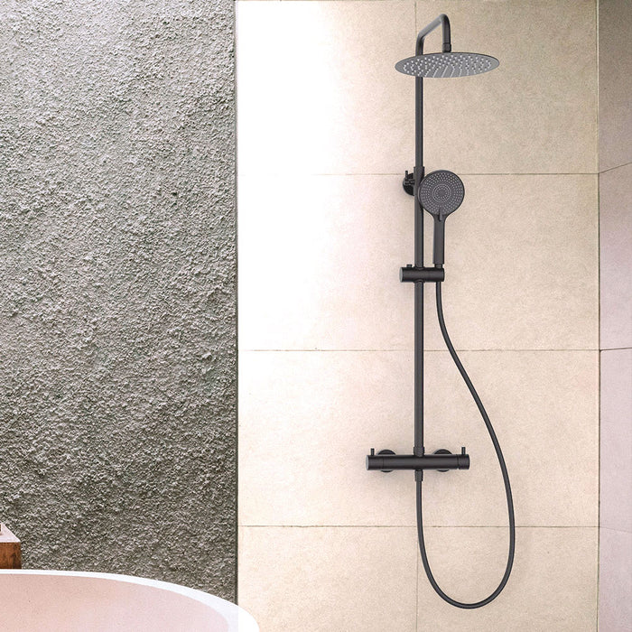 OXEN 129524OX REYES Columna Monomando 2 Vías Black Gun Metal Redonda Mate Latón