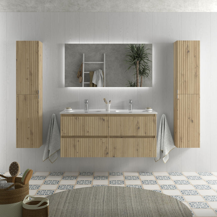 SALGAR 121746 KIRA Mueble de Baño 2 pozas Porcelana 120cm Roble