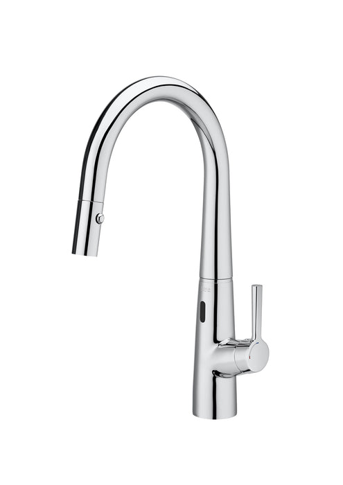 ROCA A5A8A2AC00 SYRA Grifo Electrónico Cocina con Caño Extraíble Giratorio y Función Ducha para Aclarado Cromo