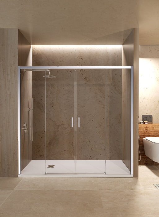 SB_X EASY Mampara Frontal Ducha 2F+2C Cromo Transparente