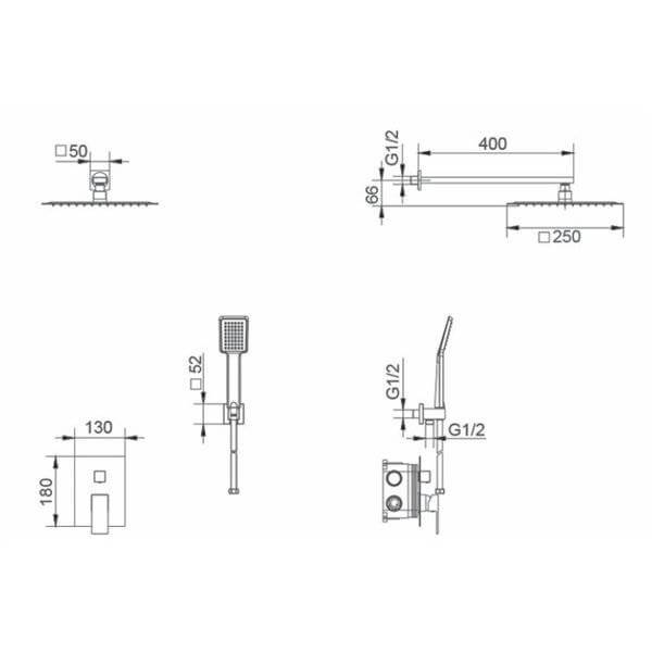 IMEX GPE006 DUBLIN Built-in Chrome Single-lever Shower Set