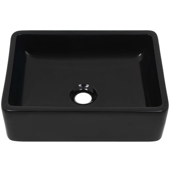 VXL Black Rectangular Ceramic Washbasin 41X30X12 cm