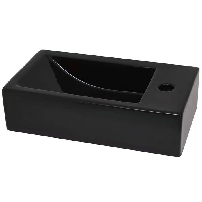 VXL Rectangular Ceramic Washbasin With Faucet Hole 46X25.5X12 Black