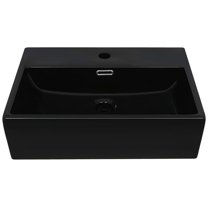 VXL Washbasin With Tap Hole Black Ceramic 51.5X38.5X15 cm