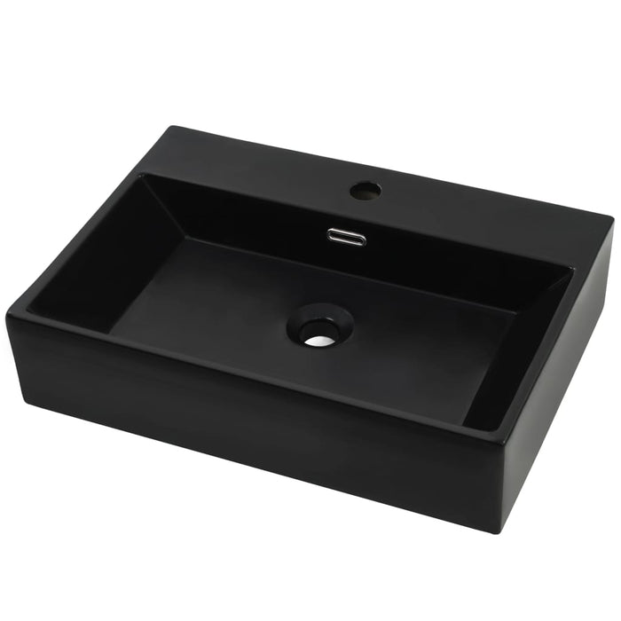 VXL Washbasin With Tap Hole Ceramic 76X42.5X14.5 cm Black