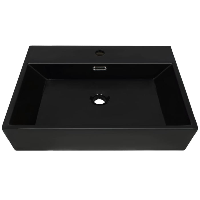 VXL Washbasin With Tap Hole Ceramic 76X42.5X14.5 cm Black