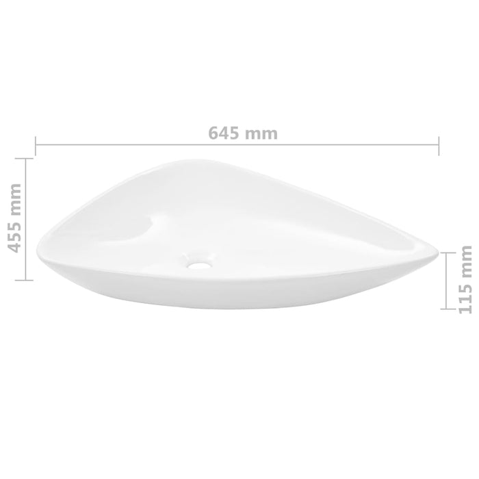 VXL White Triangular Ceramic Washbasin 645X455X115 Mm