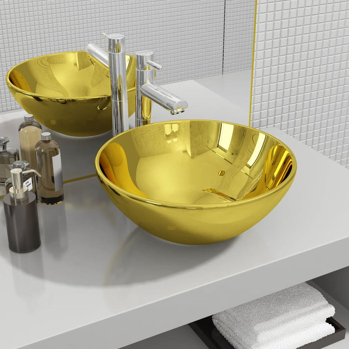 VXL Washbasin 32.5X14 cm Ceramic Golden