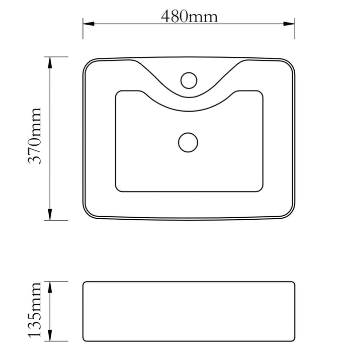 VXL Lavabo Con Orificio Para Grifo 48X37X13,5 cm Cerámica Plateado