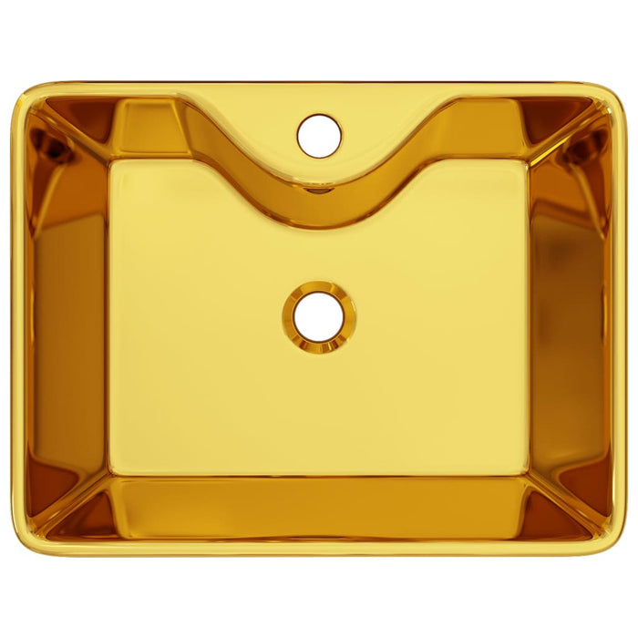VXL Lavabo Con Orificio Para Grifo 48X37X13,5 cm Cerámica Dorado