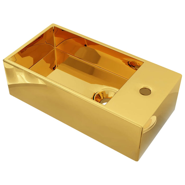 VXL Washbasin With Overflow 49X25X15 cm Ceramic Golden