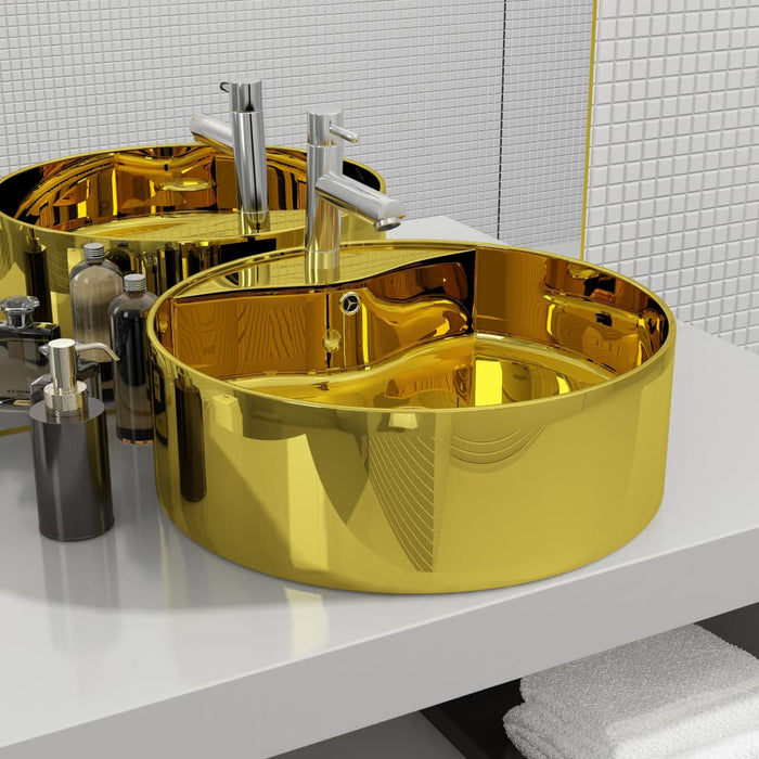VXL Washbasin With Overflow 46.5X15.5 cm Ceramic Golden