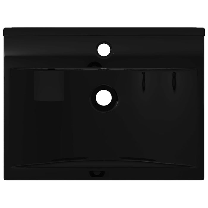 VXL Lavabo Rectangular Cerámica Orificio De Grifo Negro 60X46 cm