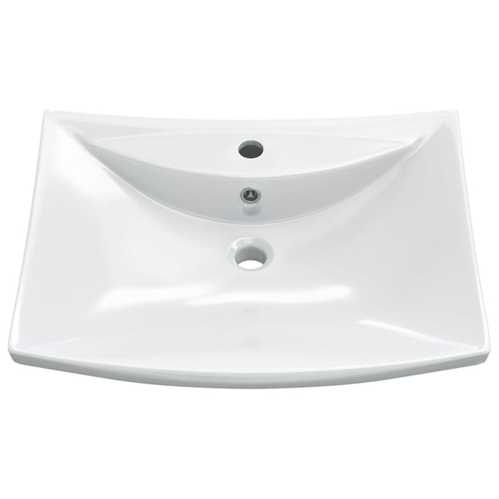 VXL Rectangular Ceramic Washbasin with Tap Hole and Drain