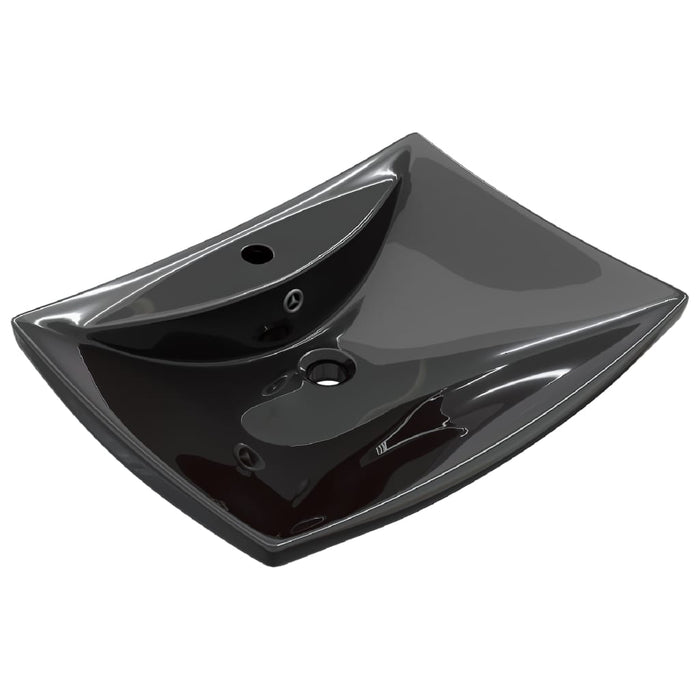 VXL Rectangular Ceramic Washbasin with Tap Hole and Drain Black