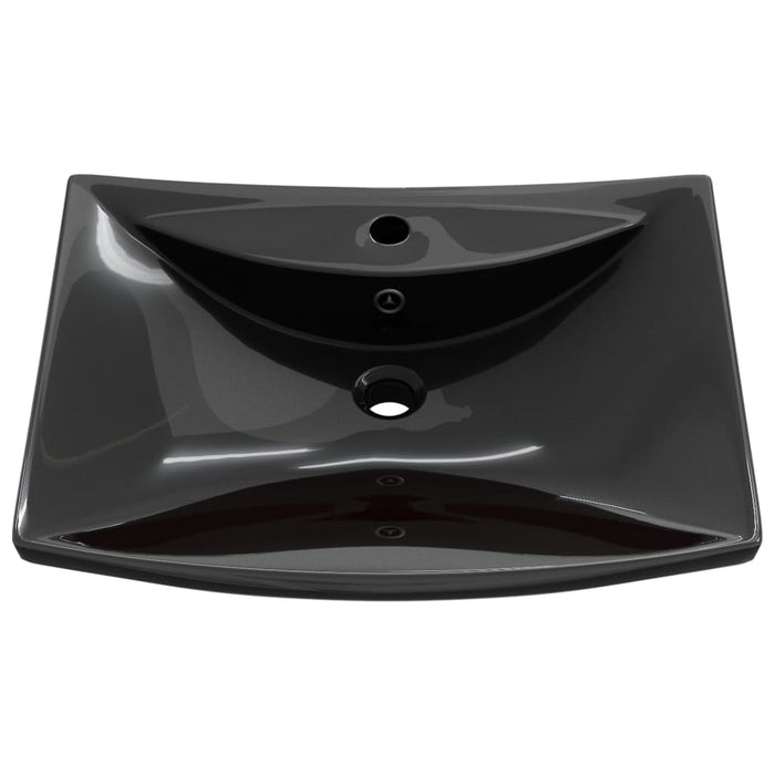 VXL Rectangular Ceramic Washbasin with Tap Hole and Drain Black