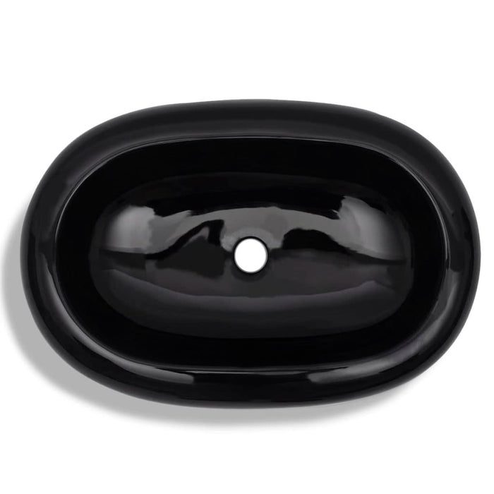 VXL Oval Black Ceramic Washbasin