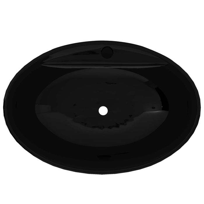VXL Ceramic Basin with Tap Hole/Drain Black Oval