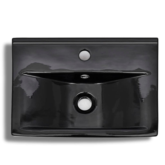 VXL Rectangular Hollow Ceramic Basin Faucet/Drain Black