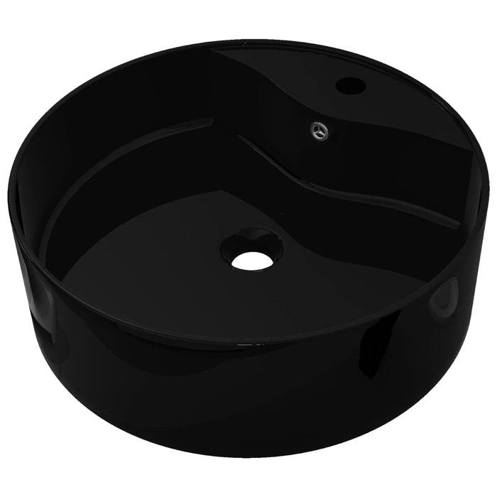 VXL Ceramic Basin with Tap Hole/Drain Black Round
