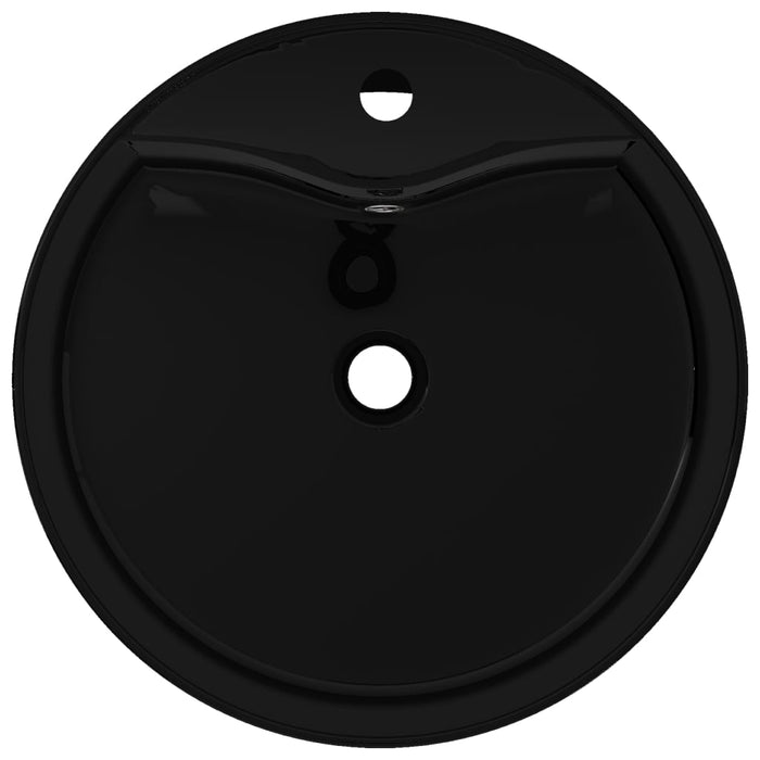 VXL Ceramic Basin with Tap Hole/Drain Black Round