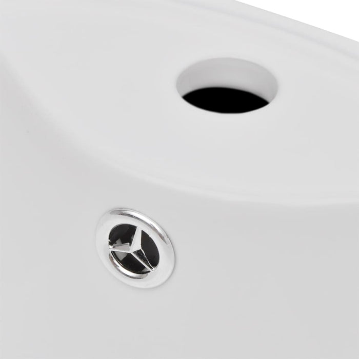 VXL Ceramic Round Hollow Floor Standing Basin Faucet/Drain White