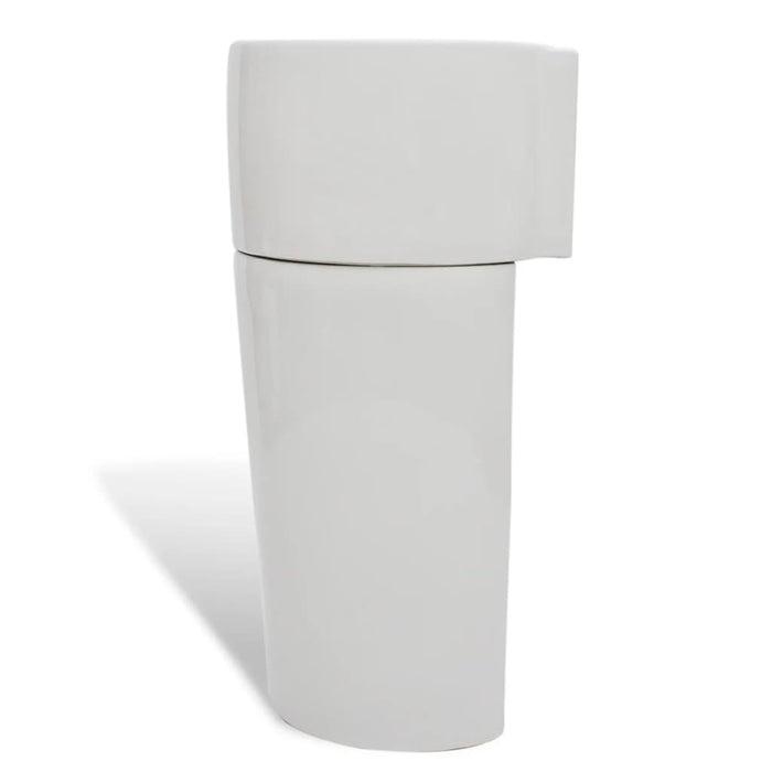 VXL Ceramic Round Hollow Floor Standing Basin Faucet/Drain White