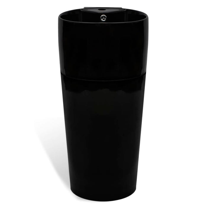 VXL Round Ceramic Washbasin with Tap/Drain Hole Black