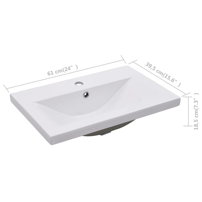 VXL White Ceramic Built-In Washbasin 61X39.5X18.5 cm