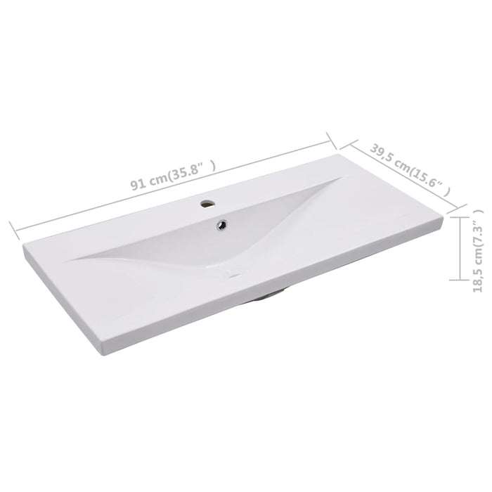 VXL White Ceramic Built-In Washbasin 91X39.5X18.5 cm