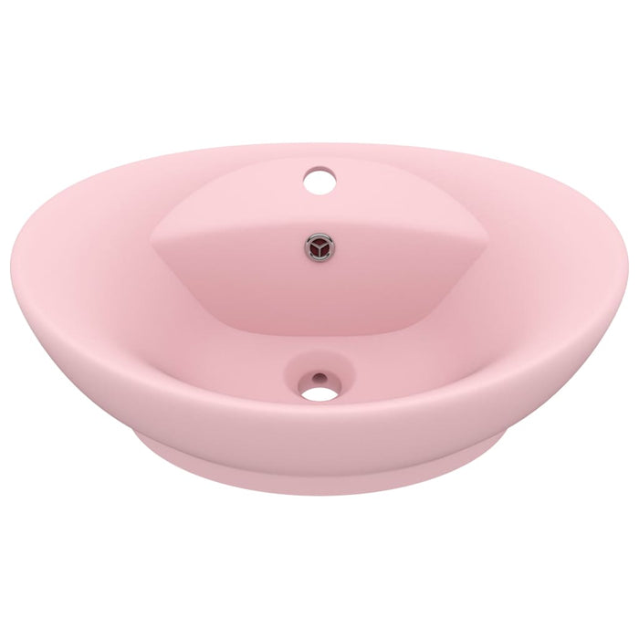 VXL Luxurious Washbasin with Matte Pink Ceramic Overflow 58.5X39 cm