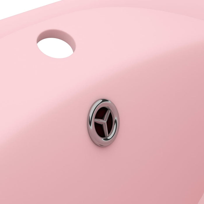 VXL Luxurious Washbasin with Matte Pink Ceramic Overflow 58.5X39 cm