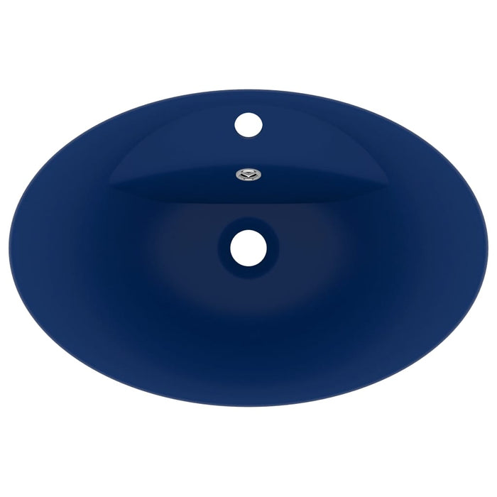 VXL Lavabo Lujoso Con Rebosadero Cerámica Azul Oscuro 58,5X39cm