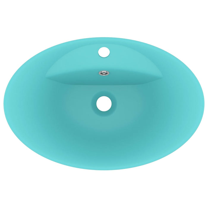 VXL Luxurious Washbasin With Overflow Light Green Ceramic 58.5X39cm
