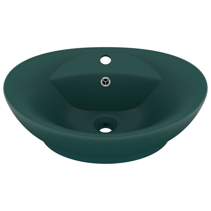VXL Luxury Washbasin With Overflow Dark Green Ceramic 58.5X39 cm