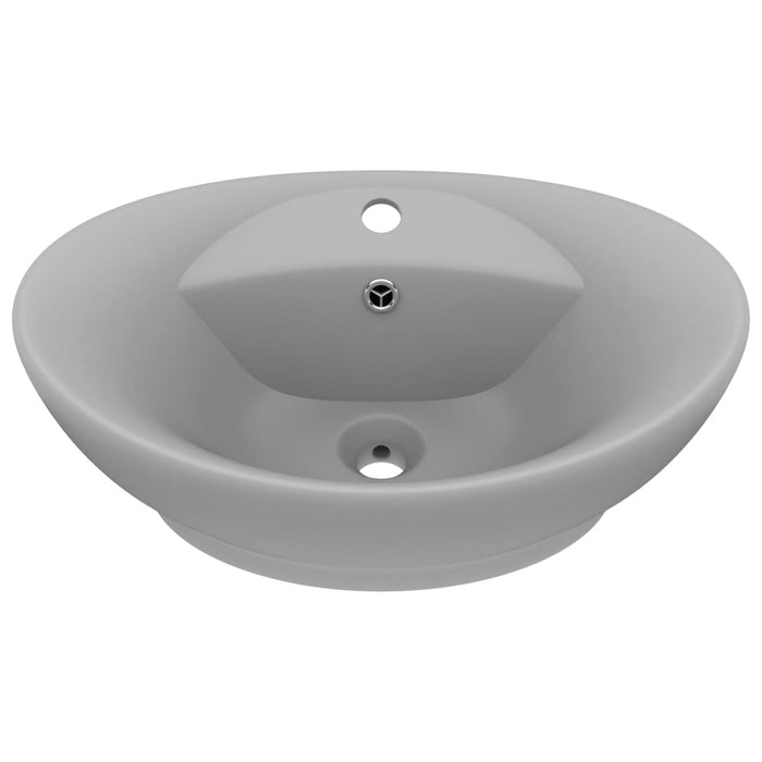 VXL Luxurious Oval Washbasin With Overflow Matte Light Gray Ceramic