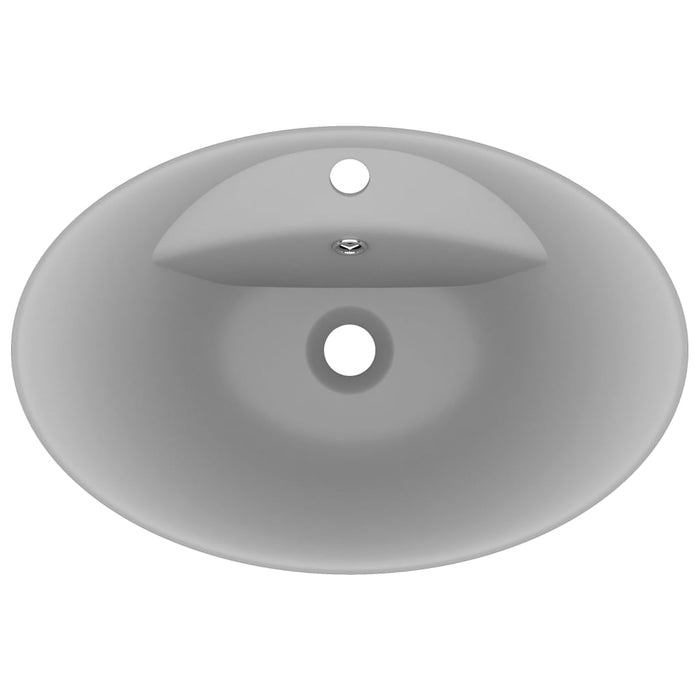 VXL Luxurious Oval Washbasin With Overflow Matte Light Gray Ceramic