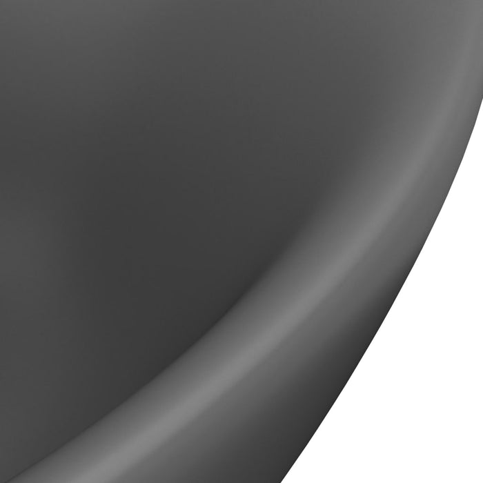 VXL Lavabo Lujoso Con Rebosadero Cerámica Gris Oscuro 58,5X39 cm