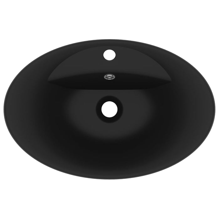 VXL Luxurious Washbasin with Matte Black Ceramic Overflow 58.5X39 cm