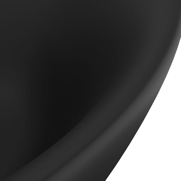VXL Lavabo Lujoso Con Rebosadero Cerámica Negro Mate 58,5X39 cm