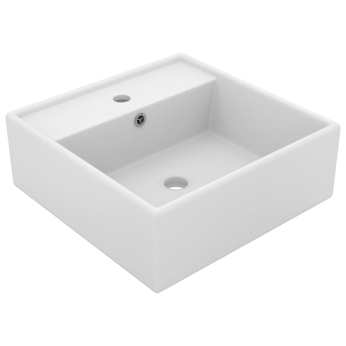 VXL Matte White Ceramic Overflow Square Washbasin 41X41 cm