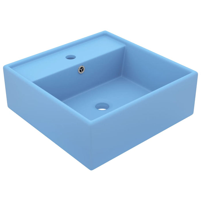 VXL Square Overflow Washbasin Matte Light Blue Ceramic 41X41 cm