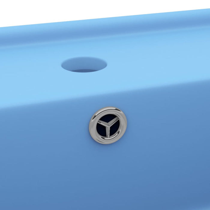 VXL Lavabo Cuadrado Rebosadero Cerámica Azul Claro Mate 41X41 cm