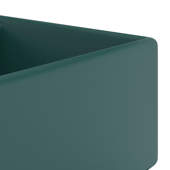 VXL Luxurious Square Overflow Washbasin Dark Green Ceramic 41X41cm