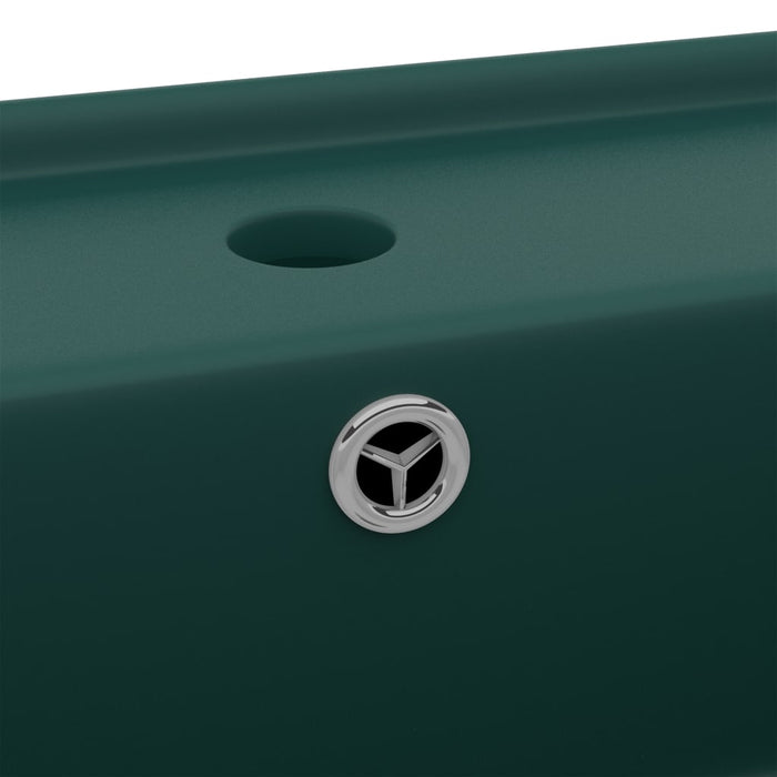 VXL Lavabo Lujoso Cuadrado Rebosadero Cerámica Verde Oscuro 41X41cm