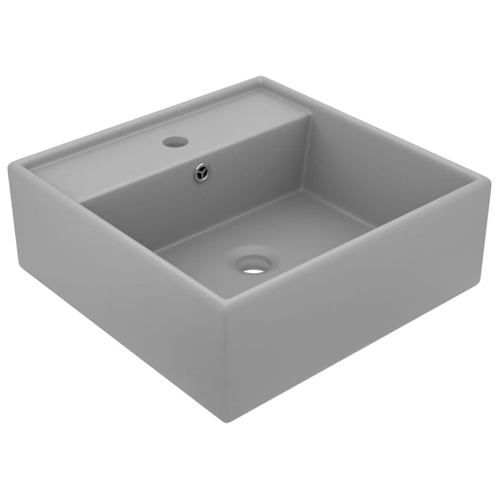 VXL Square Overflow Washbasin Matte Light Gray Ceramic 41X41 cm