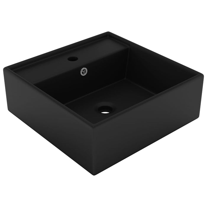 VXL Luxurious Square Overflow Washbasin Matte Black Ceramic 41X41 cm