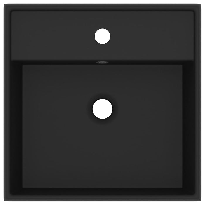 VXL Luxurious Square Overflow Washbasin Matte Black Ceramic 41X41 cm