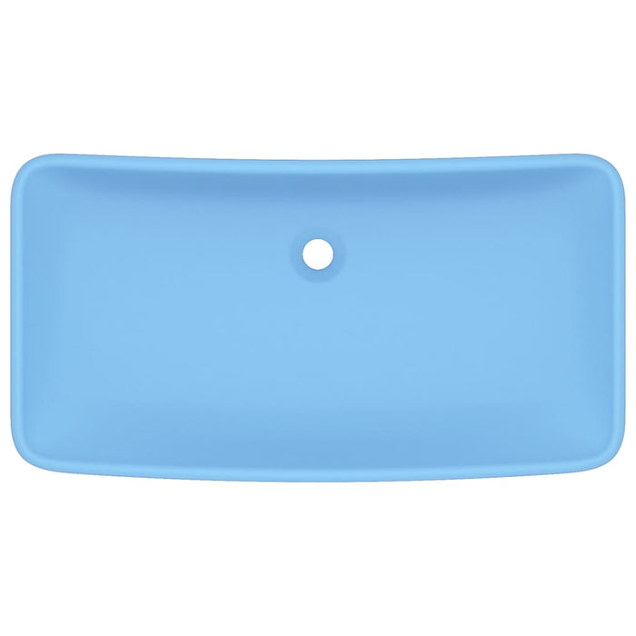 VXL Matte Light Blue Rectangular Ceramic Luxury Washbasin 71X38 cm